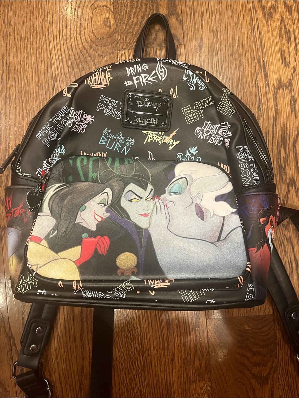 Loungefly Disney Villains Multicolor Graphic Mini Backpack NEW no tags